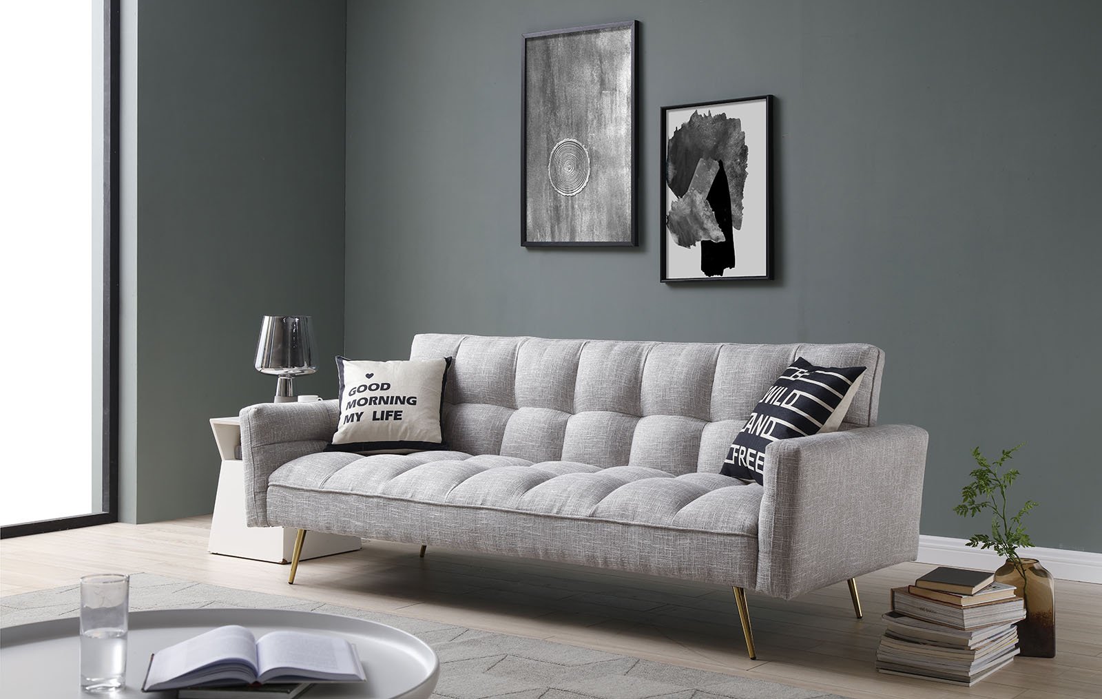 Sofa bed Madrid, light grey